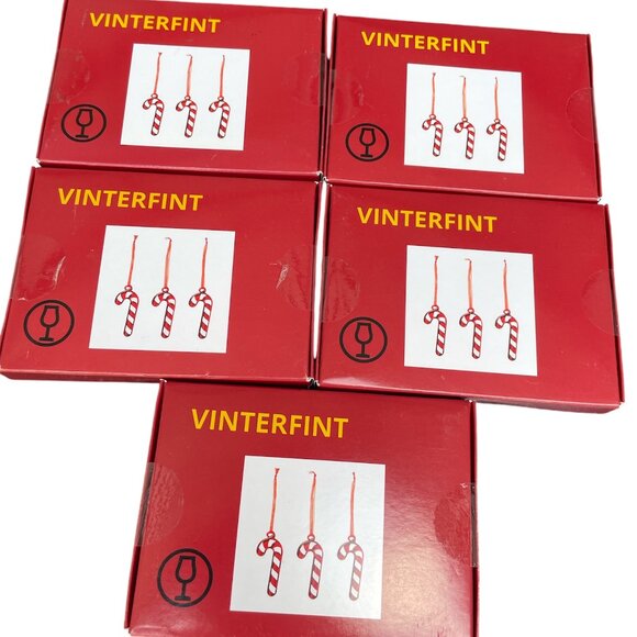 IKEA VINTERFINT Decoration Glass Candy Cane Ornament Lot of 5 New. - Picture 1 of 2